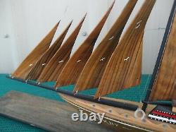 1960's Vintage Large 33 Wood Sailboat Ship Model Ayhan Boat Shop Sinop Turquie