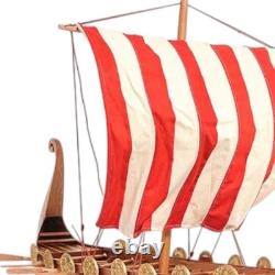 20 Sculpture de Table en Bois Massif Peinte à la Main Modèle de Bateau en Bois Brun