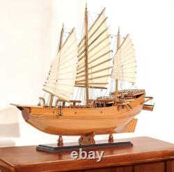 25 Bois Brun Solide Sculpture de Modèle de Bateau Peinte à la Main pour Table