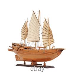 25 Bois Brun Solide Sculpture de Modèle de Bateau Peinte à la Main pour Table