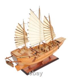 25 Bois Brun Solide Sculpture de Modèle de Bateau Peinte à la Main pour Table