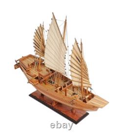 25 Bois Brun Solide Sculpture de Modèle de Bateau Peinte à la Main pour Table
