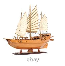 25 Bois Brun Solide Sculpture de Modèle de Bateau Peinte à la Main pour Table