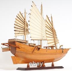 25 Bois Brun Solide Sculpture de Modèle de Bateau Peinte à la Main pour Table