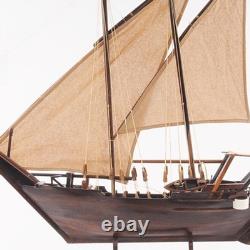27 Bois Brun Bois Massif Bateau Dhow Moyen Modèle Peint à la Main