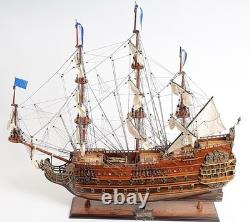 27 Bois Brun Solide Bois Peint à la Main Modèle de Bateau Moyen Solei Royal