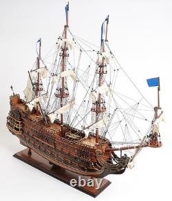 27 Bois Brun Solide Bois Peint à la Main Modèle de Bateau Moyen Solei Royal