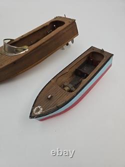 2 Petits Modèles de Bateaux en Bois (NON FONCTIONNELS) Pour Pièces de Kits de Bateaux de Loisirs avec Moteurs