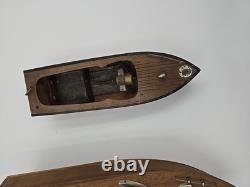 2 Petits Modèles de Bateaux en Bois (NON FONCTIONNELS) Pour Pièces de Kits de Bateaux de Loisirs avec Moteurs