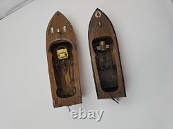 2 Petits Modèles de Bateaux en Bois (NON FONCTIONNELS) Pour Pièces de Kits de Bateaux de Loisirs avec Moteurs
