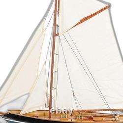 31 Voilier en Bois Massif Noir, Bleu et Blanc, Modèle Duick Peint à la Main