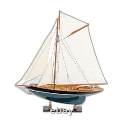 31 Voilier en Bois Massif Noir, Bleu et Blanc, Modèle Duick Peint à la Main