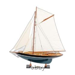 31 Voilier en Bois Massif Noir, Bleu et Blanc, Modèle Duick Peint à la Main