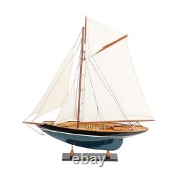 31 Voilier en Bois Massif Noir, Bleu et Blanc, Modèle Duick Peint à la Main