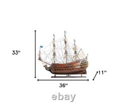 33 Bateau Modèle Solei Royal en Bois Massif Brun Peint à la Main