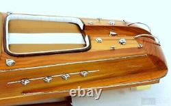 35 Modèle réduit en bois à l'échelle du bateau de vitesse exclusif Riva Aquarama italien en bois exotique, neuf