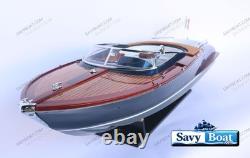 35 RIVA GUCCI AQUARIVA BLUE BATEAU RAPIDE modèle en bois entièrement assemblé avec support