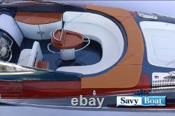 35 RIVA GUCCI AQUARIVA BLUE BATEAU RAPIDE modèle en bois entièrement assemblé avec support