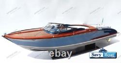 35 RIVA GUCCI AQUARIVA BLUE BATEAU RAPIDE modèle en bois entièrement assemblé avec support
