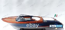 35 RIVA GUCCI AQUARIVA BLUE BATEAU RAPIDE modèle en bois entièrement assemblé avec support