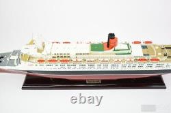 40 RMS Queen Elizabeth 2 Cunard Line Ocean Liner Maquette de bateau en bois, éclairée par des LED