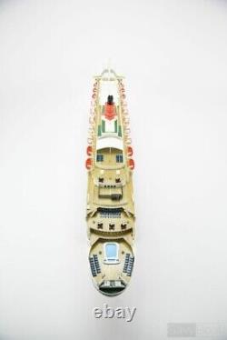 40 RMS Queen Elizabeth 2 Cunard Line Ocean Liner Maquette de bateau en bois, éclairée par des LED