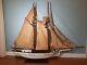 54x9x45 Vintage Wood Model Boat Ship Young America Usa 2 Mâts Voiles Voiles Voiles