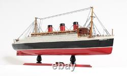 5 Modèle de bateau RMS Queen Mary en bois massif peint à la main noir et rouge
