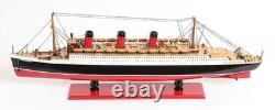 5 Modèle de bateau RMS Queen Mary en bois massif peint à la main noir et rouge