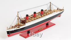 5 Modèle de bateau RMS Queen Mary en bois massif peint à la main noir et rouge