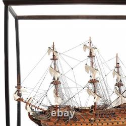 69 Bois Brun Bois Massif Peint à La Main San Felipe Grand Modèle de Bateau d'Exposition au Sol