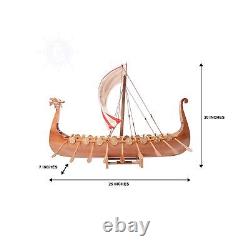 Ancien bateau modèle en bois de collection Drakkar Viking, naturel