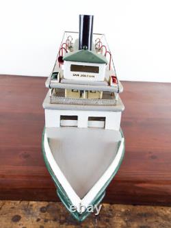 Ancienne Modèle Riverboat Des Années 1920 Construit À La Main San Joaquin Primitive Art Sculpture