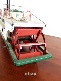 Ancienne Modèle Riverboat Des Années 1920 Construit À La Main San Joaquin Primitive Art Sculpture