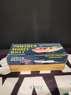 Bateau-Modèle Électrique Alimenté 1950s Plastique Bois UNION Vintage Original JAPAN