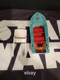 Bateau-Modèle Électrique Alimenté 1950s Plastique Bois UNION Vintage Original JAPAN