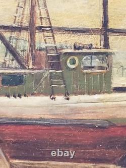 Bateau Modèle Marin Original en Huile / Bois Absolument Éblouissant J. C. Gamelle