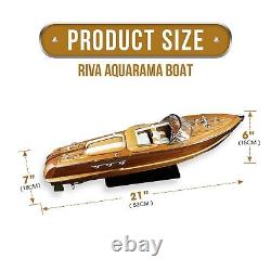 Bateau Modèle Riva Aquarama en Bois Bateau à Moteur Fait Main Modèle de Bateau Cadeau de Noël