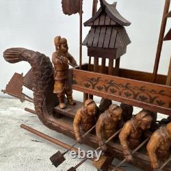 Bateau Modèle Wugongchuan en Teck Vintage Rare Dragon Chinois