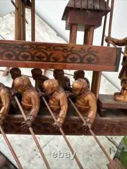 Bateau Modèle Wugongchuan en Teck Vintage Rare Dragon Chinois