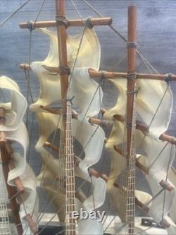 Bateau à Voile Vintage en Bois Modèle de Navire Clipper de Baleiniers 1846