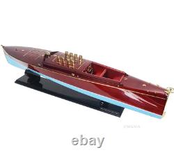Bateau à moteur DIXIE II en bois de 36 pouces Modèle de bateau de course exposé Décor nautique