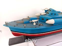 Bateau à moteur en bois japonais Ito modèle batterie années 1950 30 pouces de long rare