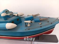 Bateau à moteur en bois japonais Ito modèle batterie années 1950 30 pouces de long rare