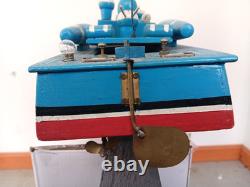 Bateau à moteur en bois japonais Ito modèle batterie années 1950 30 pouces de long rare