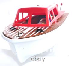 Bateau à moteur vintage Lucky Toy Japon fonctionnant à piles modèle en bois fonctionne bien