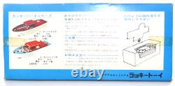 Bateau à moteur vintage Lucky Toy Japon fonctionnant à piles modèle en bois fonctionne bien