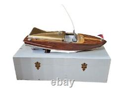 Bateau de vitesse classique Chris Craft R/C Runabout 27 avec boîte en bois sur mesure