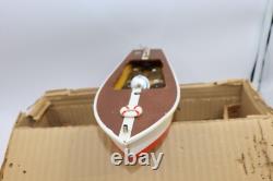 Bateau en Bois Modèle Vintage de Jouet dans Boîte à Piles Japon