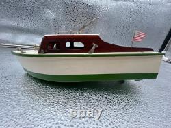 Bateau en bois H. T. C. rare, alimenté par batterie, fonctionne, rare Japon